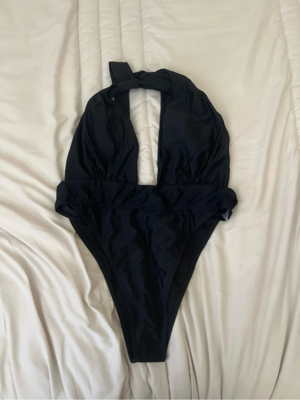 Elegant Black Halter One-Piece Swimsuit